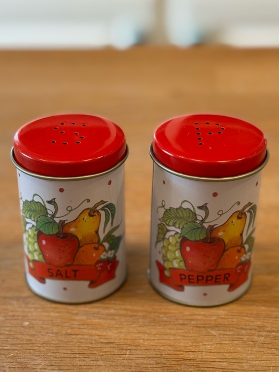 Other - Vintage Metal Tin Fruit Salt & Pepper Shaker Set | Cottagecore Kitchen | HTF